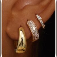14K Gold Plated Chunky Hoop Earrings for Women