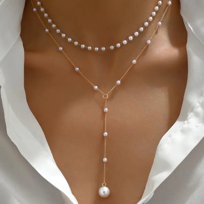 Pearl Double Layer Twin Pearl Necklace - Image 6