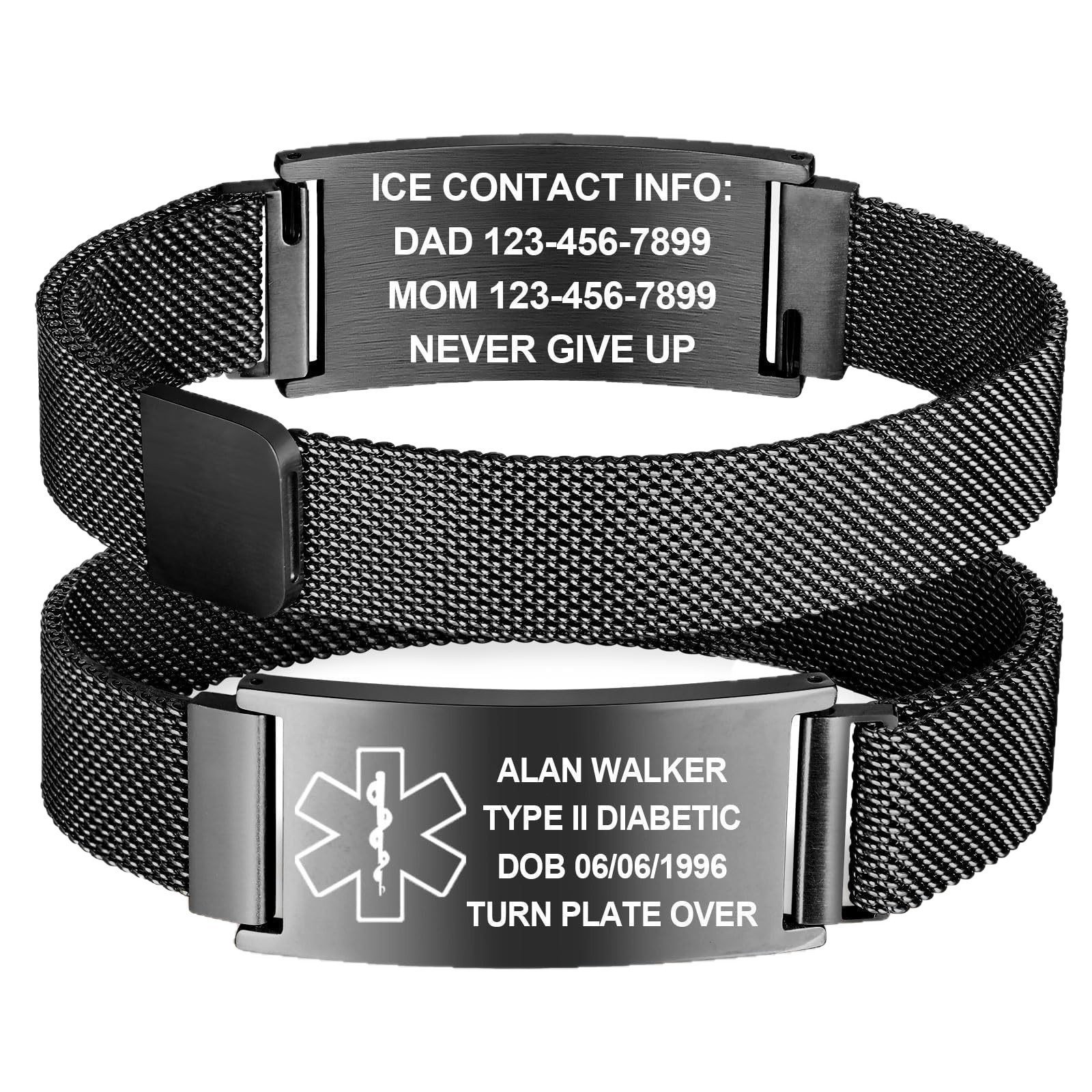 Stainless Steel Bracelet With Medical Symbol, Adjustable - Image 5