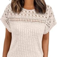 Womens Lace Short Sleeves Shirts