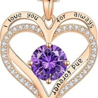 Love Heart Birthstone Necklaces for Women