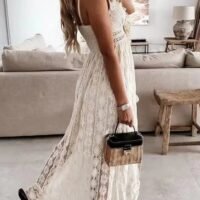 Beach Vacation Long Dress Lace Sleeveless Women Dress